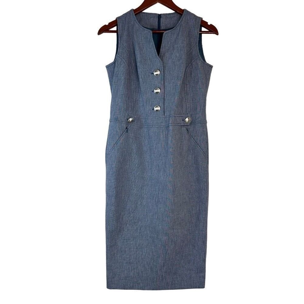 Carlisle Collection‎ Blue Modern Career Dress Womens Timeless Luxury